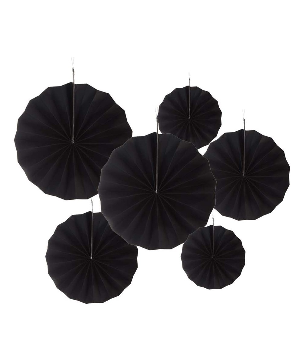 Black Paper Fans Hanging Decoration (black- 6pc) - Black - CJ18I0QO53I $6.11 Tissue Pom Poms