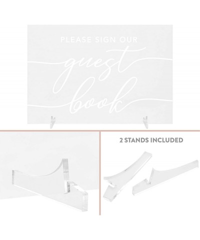 Scripted Please Sign Our Guestbook- Acrylic Sign- 7.5 x 11 Inch- Stand Included- Guest Book Table- Wedding- Engagement- Anniv...