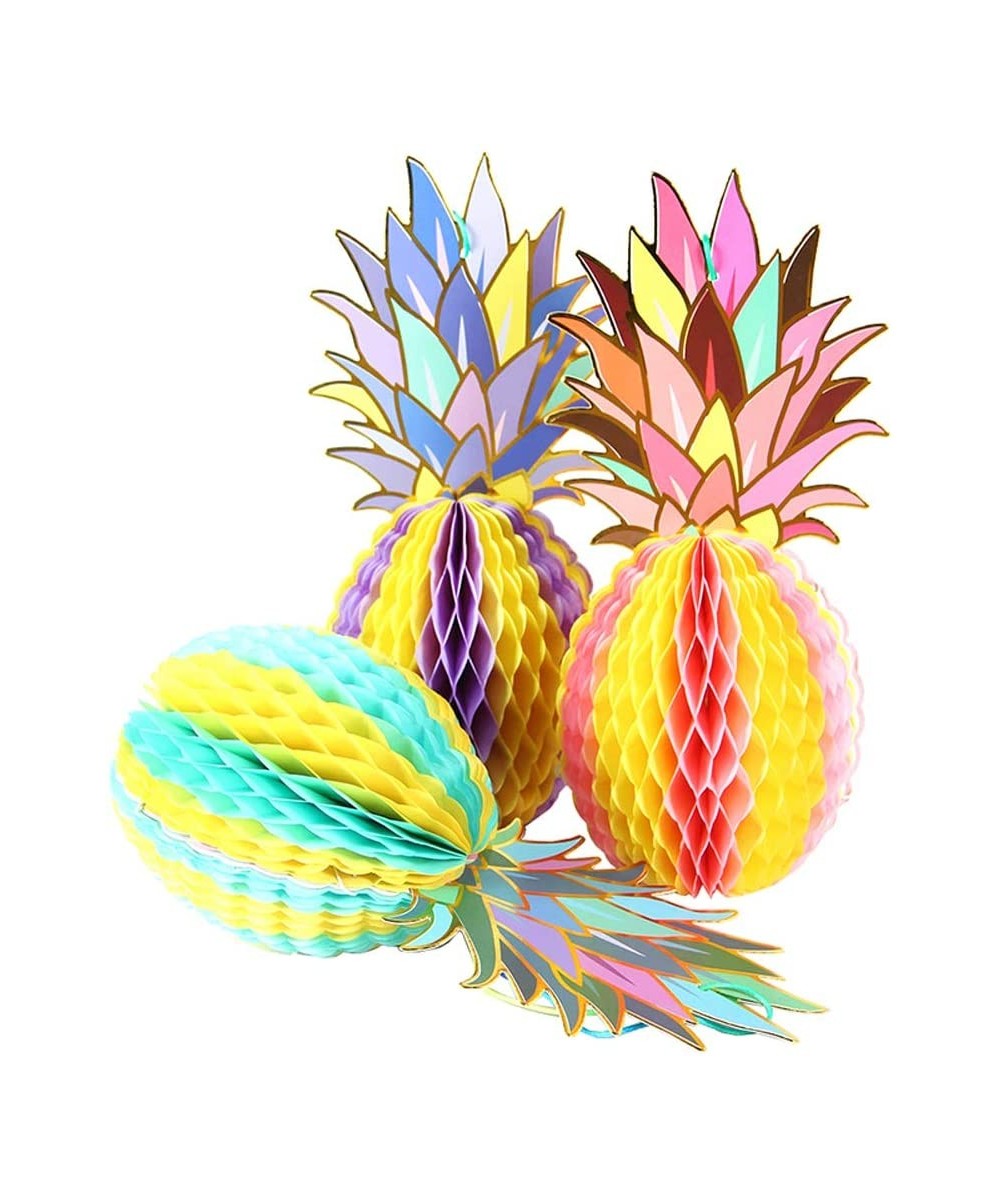 3 Pcs Multicolored Paper Pineapple Honeycomb Hanging Decoration for Tropical Hawaiian Luau Party Supplies Favors Wedding Home...