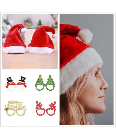 8PCS Christmas Hat Christmas Glasses Santa Claus Cap Christmas Photo Booth Props Christmas Party Supplies Christmas Party Fav...