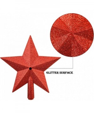 4 Pieces Glitter Star Tree Topper Christmas Tree Toppers Decorations for Xmas Tree Decoration- 2 Sizes (Red and Silver) - CT1...
