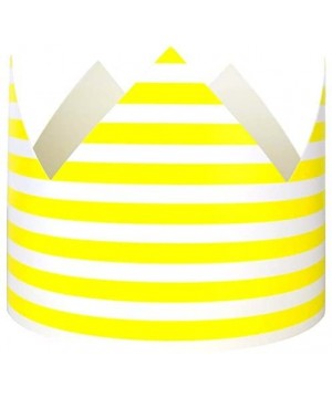 12pc Childrens Paper Crown Hats Queen (Rugby Stripe- Lemon Yellow) - Rugby Stripe Lemon Yellow - CM12DLDM0HF $5.82 Party Hats