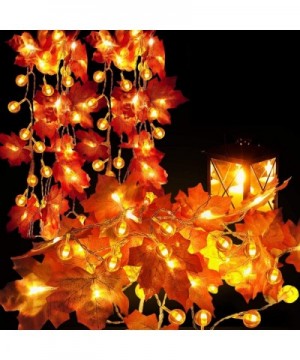 Thanksgiving Decoration 2 Pack Pumpkin Maple Leaf Garland 20 ft 60 LED Pumpkin Lights Decor for Halloween Thanksgiving Fall D...