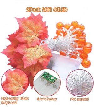 Thanksgiving Decoration 2 Pack Pumpkin Maple Leaf Garland 20 ft 60 LED Pumpkin Lights Decor for Halloween Thanksgiving Fall D...