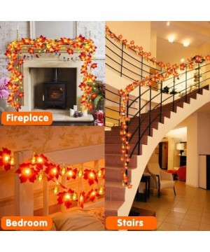 Thanksgiving Decoration 2 Pack Pumpkin Maple Leaf Garland 20 ft 60 LED Pumpkin Lights Decor for Halloween Thanksgiving Fall D...