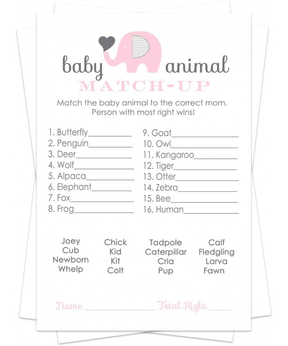 Pink Elephant Baby Shower Animal Matching Game Pack (25 Cards) Fun Guess the Pair Activity - Sprinkle - Adults - Groups - Kid...