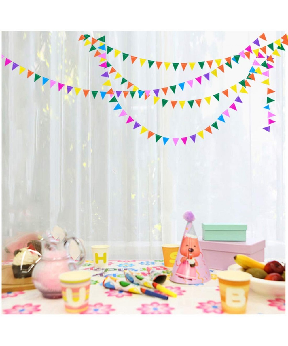 My Lifestyle 26Ft Set of 2 Rainbow Triangle Paper Garland for Room Party Decorations Backdrop (Rainbow Triangle) - Rainbow Tr...