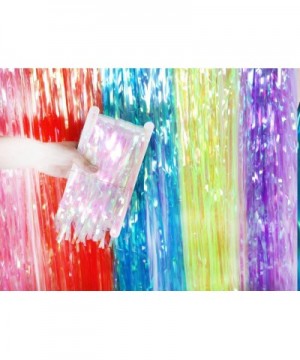 Tinsel Curtain Party Decorations Rainbow-2 Pack 3.3ftx.6.6ft Iridescence Foil Fringe Curtain Photo Booth Backdrop Shimmer for...