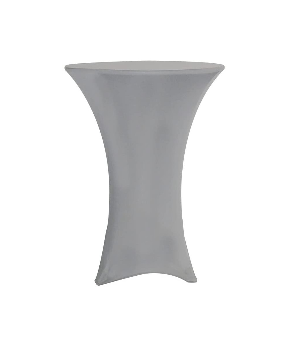 30 inch Highboy Cocktail Round Stretch Spandex Table Cover - Silver- Fitted Elastic Tablecloth for Round Tables - Silver - CQ...