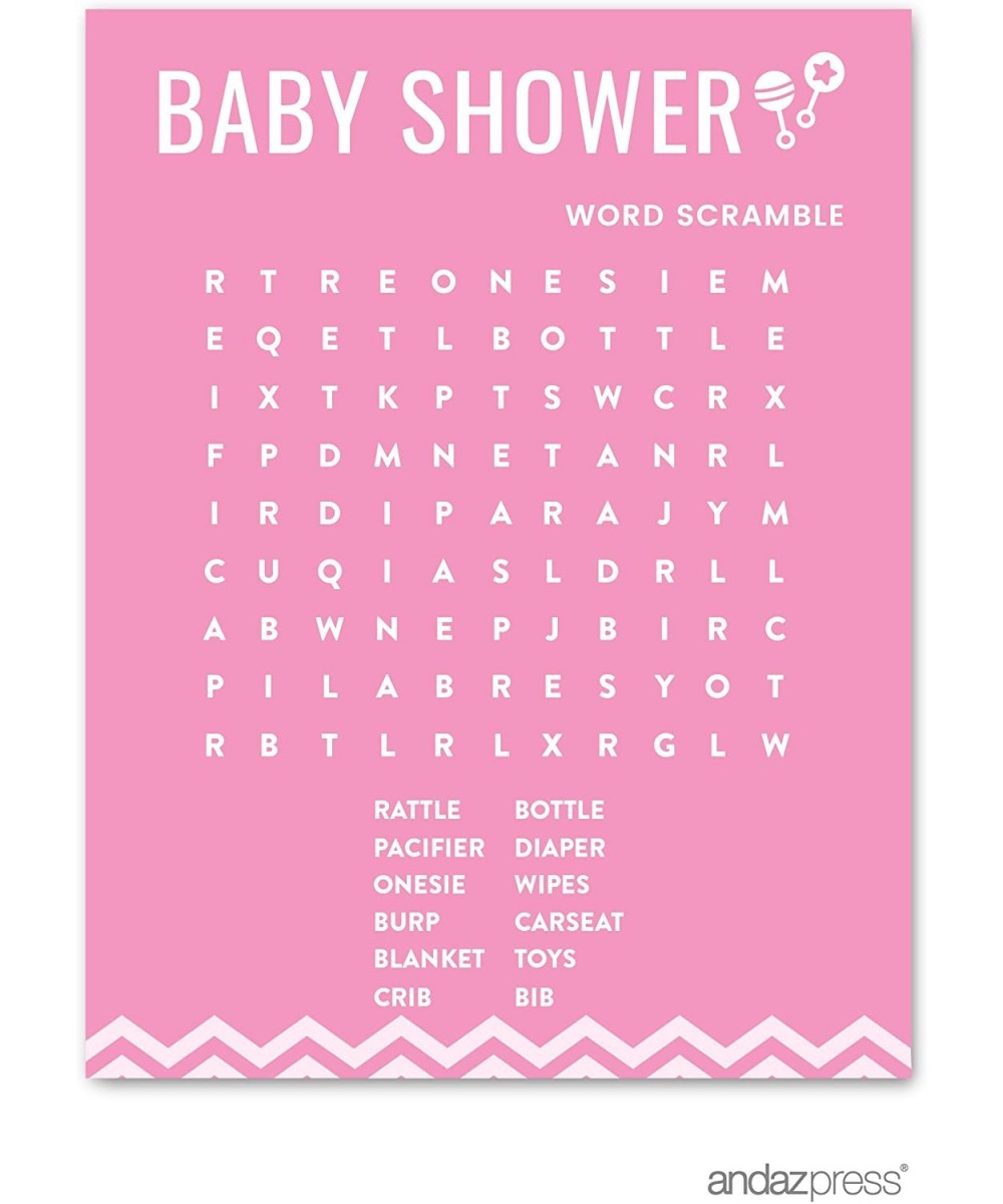 Pink Chevron Girl Baby Shower Collection- Word Search Game Cards Activity- 20-Pack - Cards Word Search - C412O2ZPMMV $7.02 Ce...