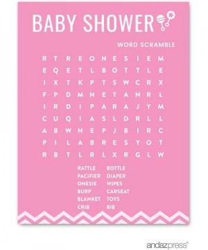 Pink Chevron Girl Baby Shower Collection- Word Search Game Cards Activity- 20-Pack - Cards Word Search - C412O2ZPMMV $7.02 Ce...