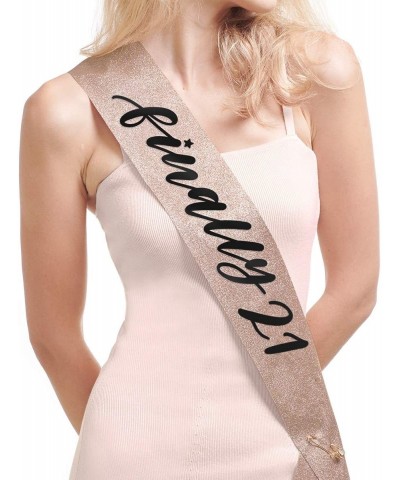 Birthday Sash Finally 21 - Rose Gold Glitter + Black Foil - Birthday Party Decorations - 21st- Birthday Girl- Queen - C819G84...