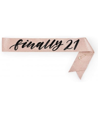 Birthday Sash Finally 21 - Rose Gold Glitter + Black Foil - Birthday Party Decorations - 21st- Birthday Girl- Queen - C819G84...