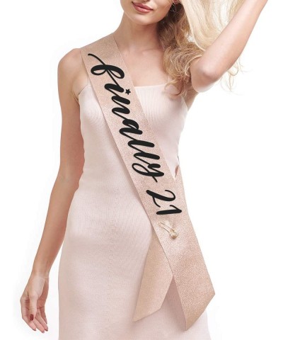 Birthday Sash Finally 21 - Rose Gold Glitter + Black Foil - Birthday Party Decorations - 21st- Birthday Girl- Queen - C819G84...