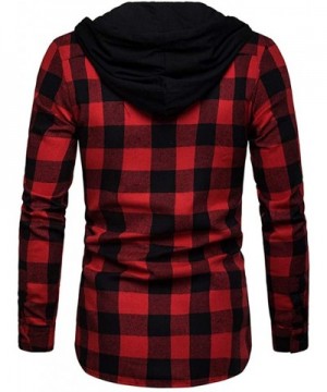 Men's Plaid Hooded Shirts Casual Long Sleeve Lightweight Shirt Jackets Button Up Relaxed Fit Hooded Quilted Shirt Jacket - Re...