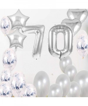 Sweet 70th Birthday Decorations Party Supplies-Silver Number 70 Balloons-70th Foil Mylar Balloons Latex Balloon Decoration-Gr...