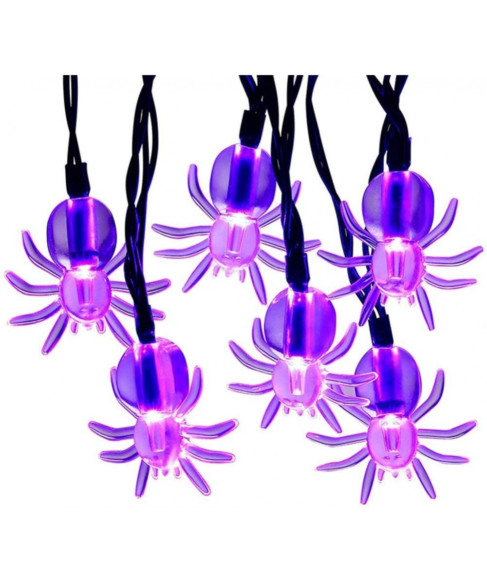 Halloween Solar String Lights- 21.3 Ft 30 LED Transparent Spider LED Lights IP65 Waterproof for Halloween Outdoor Indoor Part...