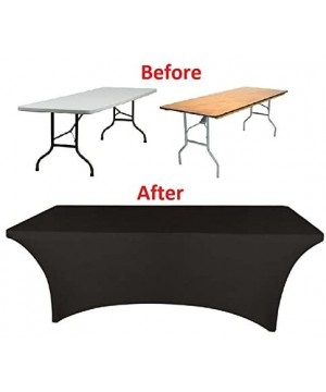 Black 6 ft. Rectangular Stretch Spandex Tablecloth - Black - C017Y20EMR7 $13.58 Tablecovers
