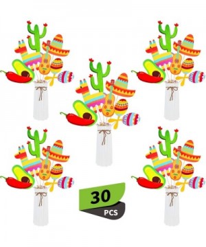 30 Pieces Fiesta Centerpiece Stick Mexican Fiesta Table Stick Cinco De Mayo Table Centerpiece Cutout for Birthday Baby Shower...