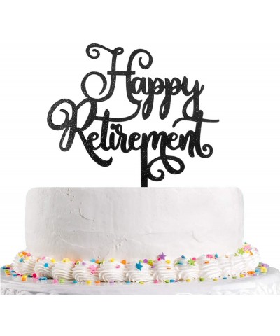 Happy Retirement Cake Topper Black Glitter The Adventure Begin- Retirement Party Decoration Supplies(Acyrlic) - C318OTRWTA7 $...