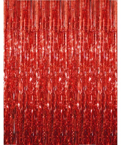 3.2 ft x 9.8 ft Metallic Tinsel Foil Fringe Curtains for Party Photo Backdrop Wedding Decor (1 Pack- Red) - Red - CT12NRJQYK8...