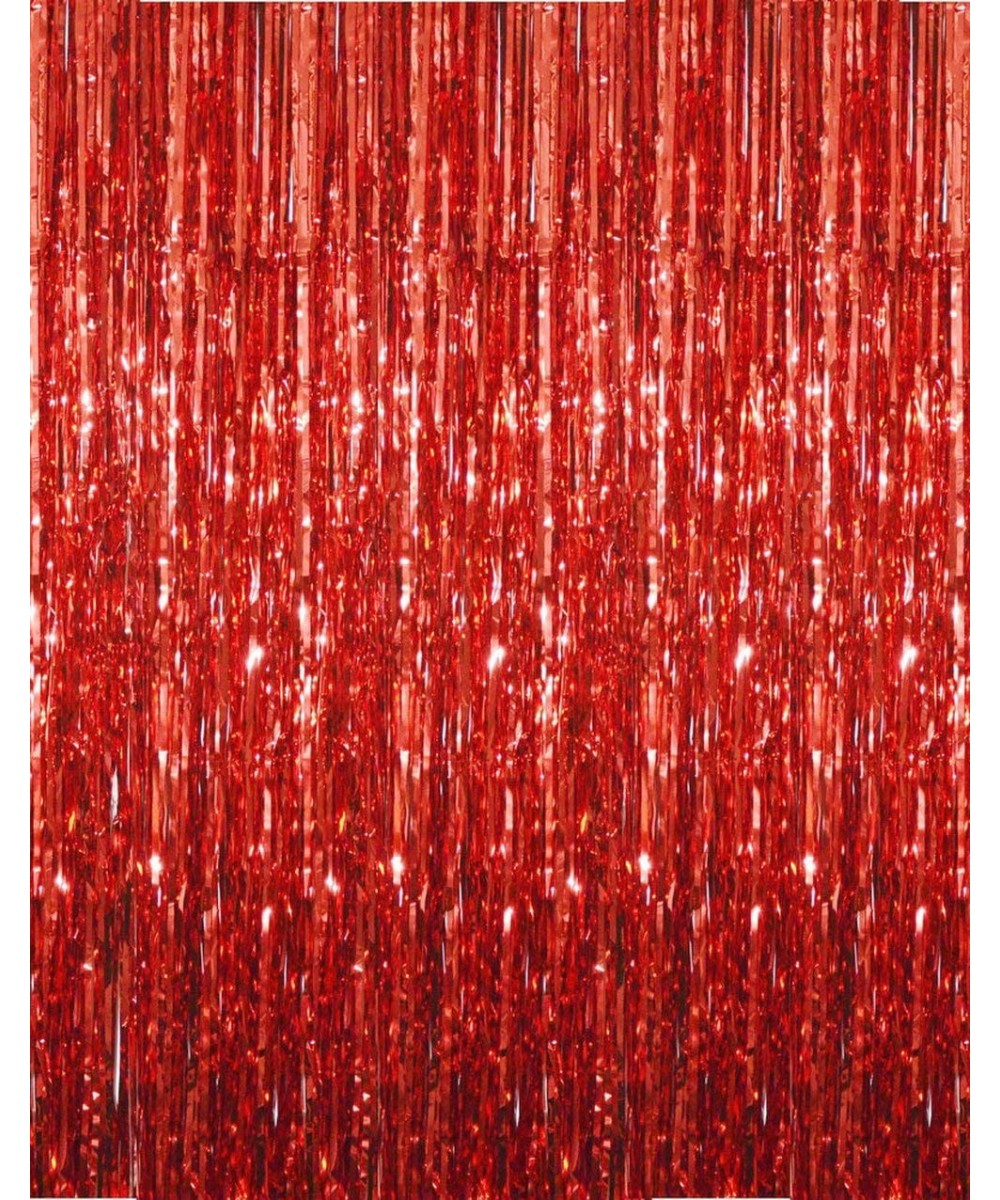 3.2 ft x 9.8 ft Metallic Tinsel Foil Fringe Curtains for Party Photo Backdrop Wedding Decor (1 Pack- Red) - Red - CT12NRJQYK8...