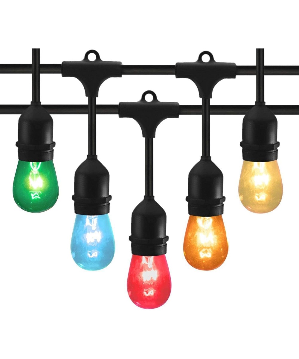 Outdoor String Lights with 15 Commercial Grade S14 Hanging Sockets - Multicolored - CT18TEQQZK5 $38.97 Outdoor String Lights