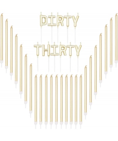 Dirty Thirty Cake Topper with Thin Candles in Holders (Gold- 35 Pack) - C118T3QGYE7 $7.97 Birthday Candles