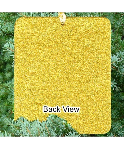 2021 Magnetic Glitter Christmas Photo Frame Ornament with Non Glare Photo Protector- Vertical - Gold - Bright Yellow Gold - C...
