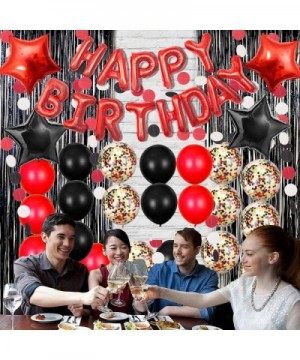 Black and Red Birthday Decorations Birthday Party Balloons Supplies Happy Birthday Banner Balloons (Any Age) - CR190HIL26O $1...