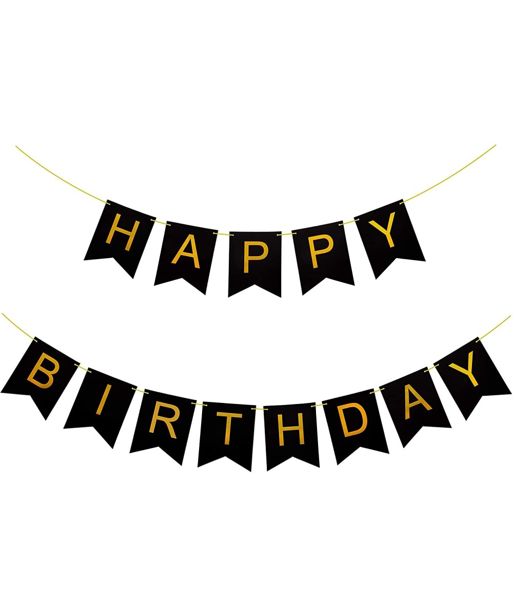 Black & Gold Party Decorations - Happy Birthday Banner- Perfect for Any Birthday Party (Black & Gold Birthday Banner) - Black...