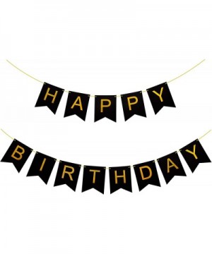 Black & Gold Party Decorations - Happy Birthday Banner- Perfect for Any Birthday Party (Black & Gold Birthday Banner) - Black...