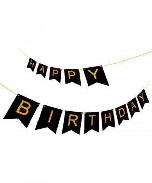 Black & Gold Party Decorations - Happy Birthday Banner- Perfect for Any Birthday Party (Black & Gold Birthday Banner) - Black...