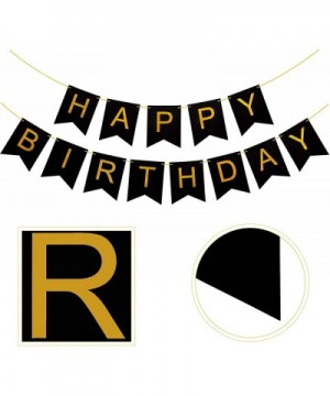 Black & Gold Party Decorations - Happy Birthday Banner- Perfect for Any Birthday Party (Black & Gold Birthday Banner) - Black...
