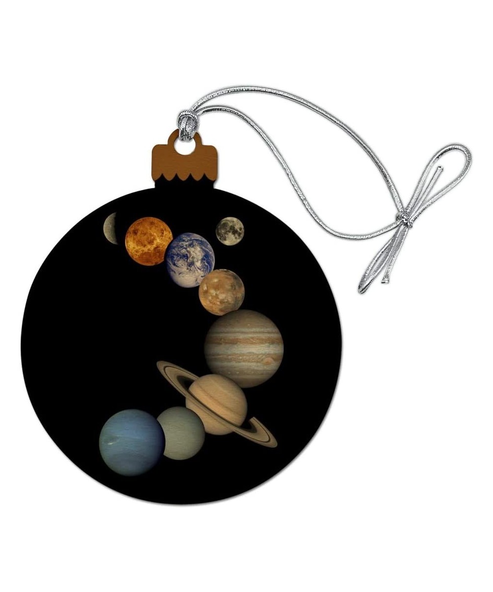 Solar System Planets Mercury Venus Mars Earth Moon Jupiter Saturn Uranus Neptune Wood Christmas Tree Holiday Ornament - C0187...