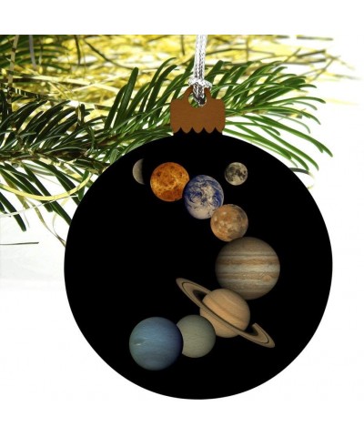 Solar System Planets Mercury Venus Mars Earth Moon Jupiter Saturn Uranus Neptune Wood Christmas Tree Holiday Ornament - C0187...