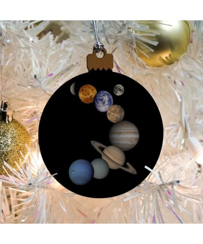 Solar System Planets Mercury Venus Mars Earth Moon Jupiter Saturn Uranus Neptune Wood Christmas Tree Holiday Ornament - C0187...