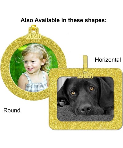 2021 Magnetic Glitter Christmas Photo Frame Ornament with Non Glare Photo Protector- Vertical - Gold - Bright Yellow Gold - C...