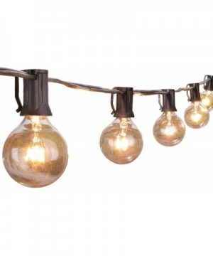 Globe String Lights with 25 （+ 3 Spare） G40 Clear Edison Bulbs for Backyard Patio Indoor/Outdoor Commercial Decor-5 Watt-Blac...