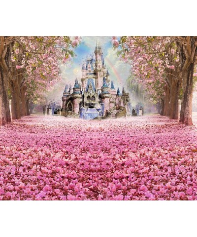 Photography Backdrop Beautiful Pink Woods Children Princess Girls Photo Booth Backdrop Studio Props with Flowers on The Floor...