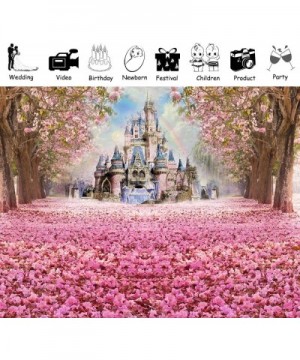 Photography Backdrop Beautiful Pink Woods Children Princess Girls Photo Booth Backdrop Studio Props with Flowers on The Floor...