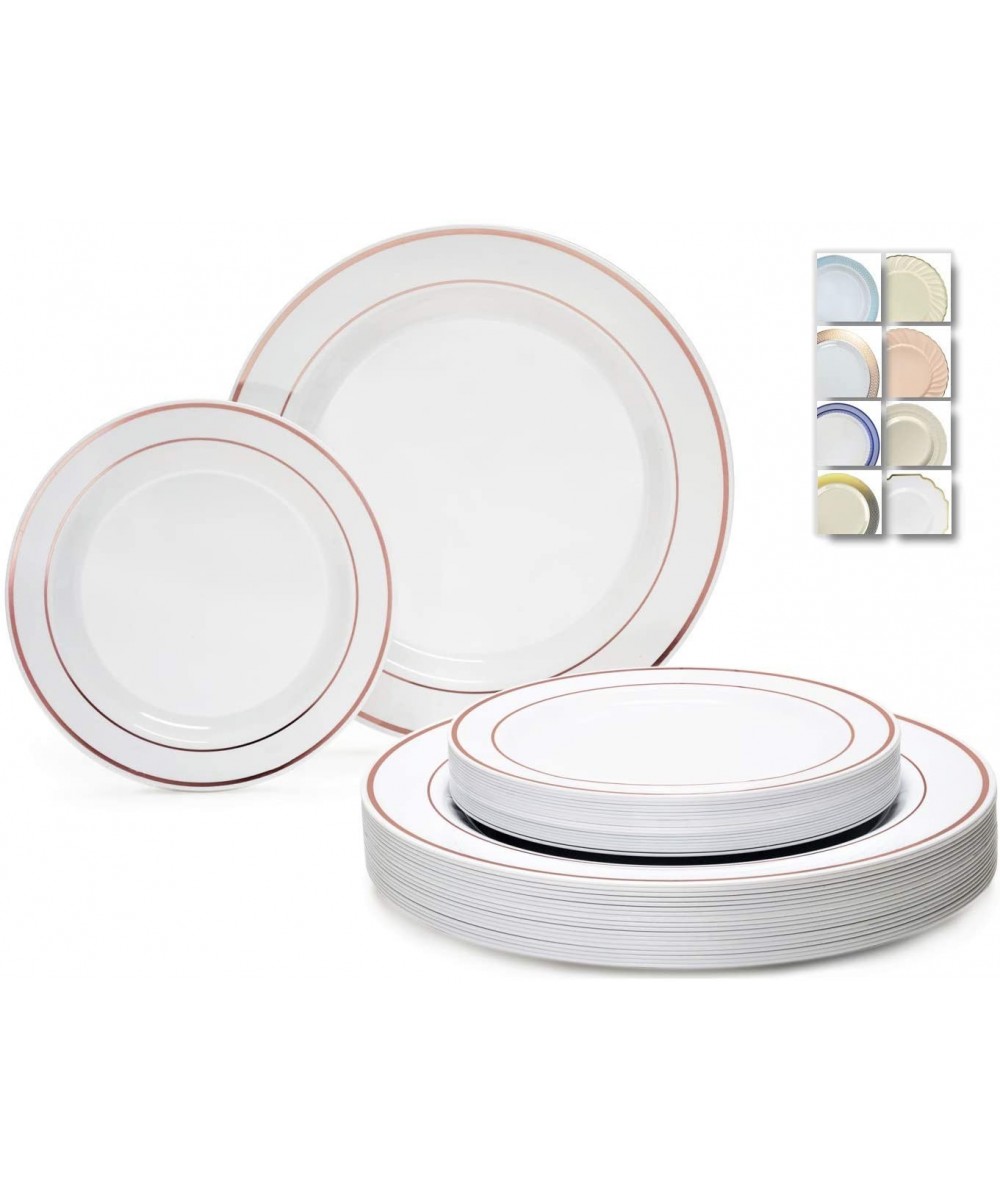 50 Plates Pack (25 Guests)-Heavyweight Wedding Party Disposable Plastic Plate Set -25 x 10.5" Dinner + 25 x 7.5" Salad/Desser...
