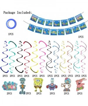 Spongebob Squarepants Birthday Party Supplies Decorations-31PCS Spongebob Squarepants Hanging Swirl Decorations with Spongebo...