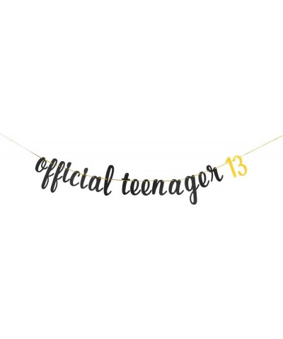 Black Glitter Official Teenager 13 Banner - 13th Birthday Party Decorations for Teens- 13th Birthday Decorations - CG19D0Q9IY...