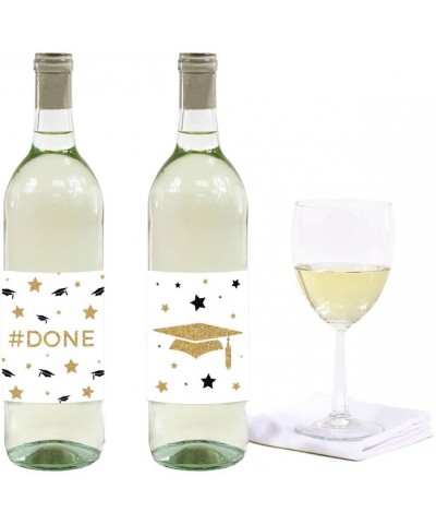 White and Gold Glittering Graduation Party Collection- Wine or Apple Cider Bottle Labels- 8-Pack - Labels Wine Bottle - C9185...