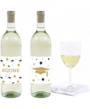 White and Gold Glittering Graduation Party Collection- Wine or Apple Cider Bottle Labels- 8-Pack - Labels Wine Bottle - C9185...