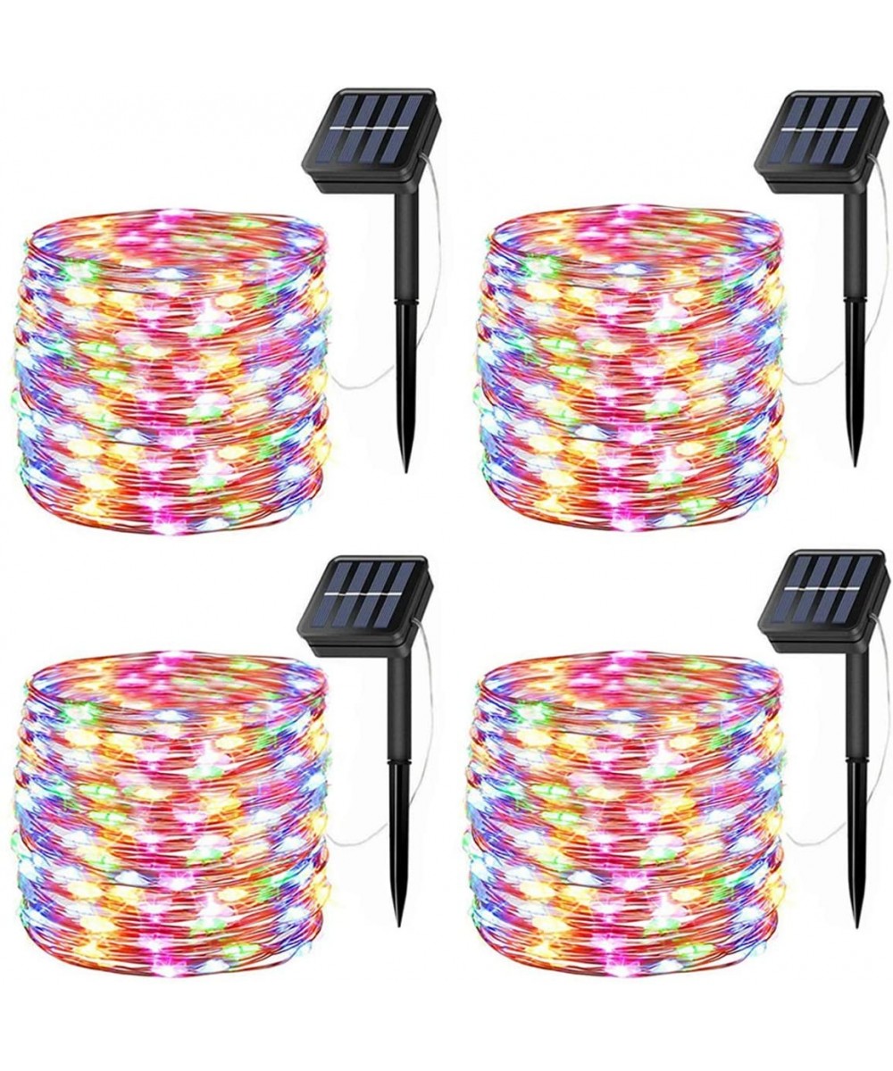 Solar Fairy Lights- 4 Pack 100 LED Solar String Lights 33 Feet 8 Modes Copper Wire Lights Waterproof Outdoor Twinkle Lights f...