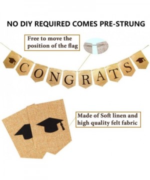 Congrats Banner Burlap Graduation Banner with Black Graduation Cap(Assembled) Class of 2020 Graduation Party Supplies Congrat...