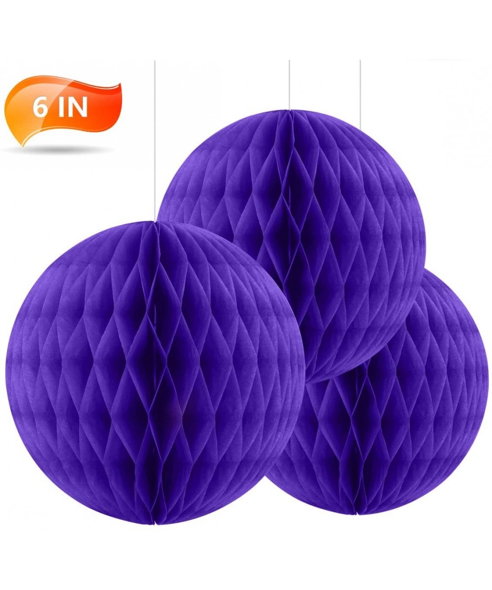 6in Purple Paper Honeycomb Tissue Balls for Party Decoration(3pcs PURPLE honneycombs 15cm) - 3pcs PURPLE honneycombs 15cm - C...