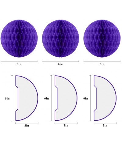 6in Purple Paper Honeycomb Tissue Balls for Party Decoration(3pcs PURPLE honneycombs 15cm) - 3pcs PURPLE honneycombs 15cm - C...